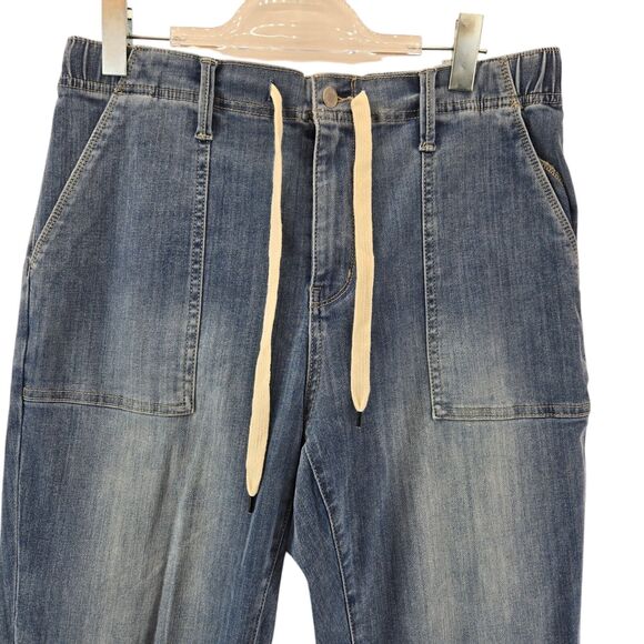 Judy Blue High Waist Jogger Jeans Womens 32 Cropped Drawstring Waist Comfort - Picture 2 of 11
